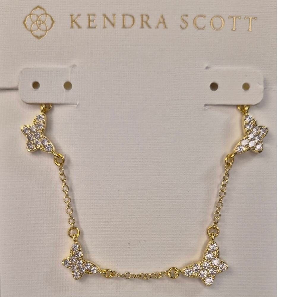 Kendra Scott Lillia Crystal Strand Butterfly Necklace Gold Rhinestone